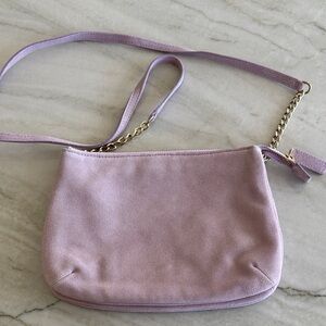 Lilac Suede Crossbody Bag with Chain Strap